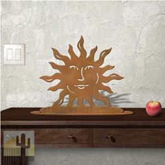 623015r - Tabletop Art - 18in x 17in - Happy Sun - Rust Patina