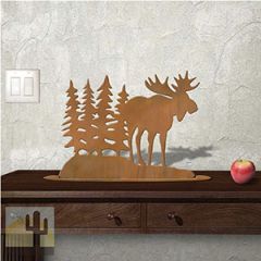 623035r - Tabletop Art - 20in x 16in - Moose Trees - Rust Patina