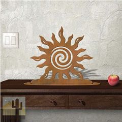 623039r - Tabletop Art - 18in x 17in - Spiral Sun - Rust Patina