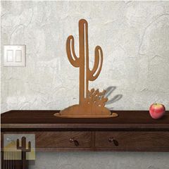 623408r - Tabletop Art - 10in x 18in - Cactus - Rust Patina