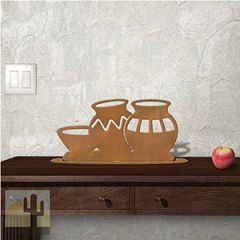 623452r - Tabletop Art - 18in x 10in - Three Pots - Rust Patina