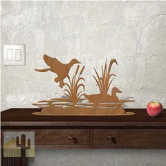 623454r - Tabletop Art - 24in x 14in - Duck Scene - Rust Patina