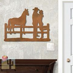 625010r - 18 or 24in Metal Wall Art - Cowboy Corral - Rust Patina