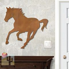 625037r - 18 or 24in Metal Wall Art - Running Horse - Rust Patina