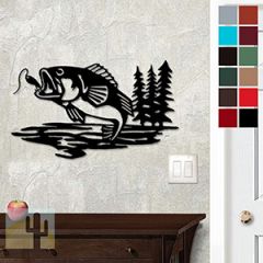 625041 - 18 or 24in Metal Wall Art - Bass And Trees - Choose Color