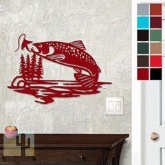 625042 - 18 or 24in Metal Wall Art - Trout Scene - Choose Color