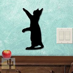 625401S - Stretching Cat 12-inch Metal Wall Art