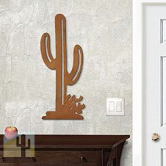 625408r - 18 or 24in Metal Wall Art - Saguaro And Prickly Pear - Rust