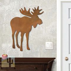 625413r - 18 or 24in Metal Wall Art - Lone Moose - Rust Patina