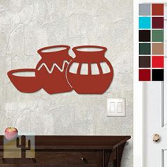 625452 - 18 or 24in Metal Wall Art - Three Pots - Choose Color