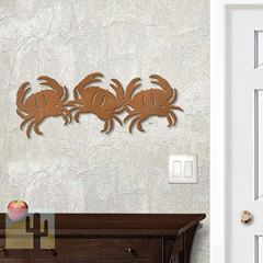 625456r - 18 or 24in Metal Wall Art - Three Crabs - Rust Patina