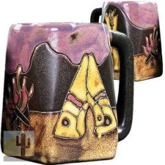 216551 - 511J4 - Mara Stoneware Mug 12oz Square Teepee Campfire