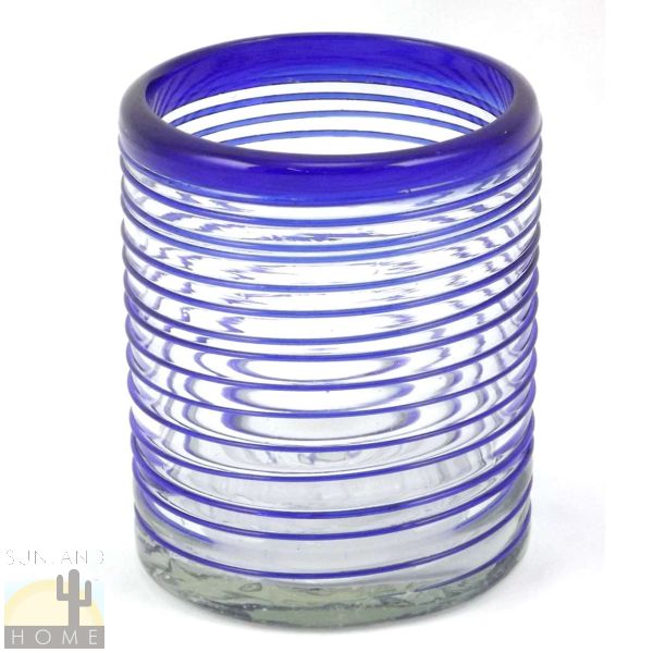 Blown Glass Spiral Grip - Blue Tumbler - 8 oz