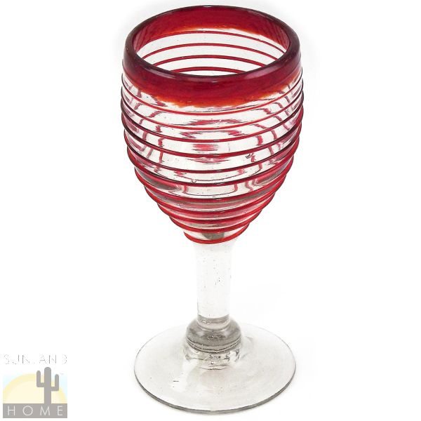 116159 - Mexican Blown Glass - Wine Glass With Clear Base - 9oz - Spiral Grip