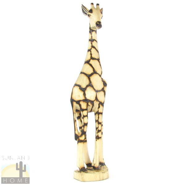 20in African Giraffe Burnt Wood Carving