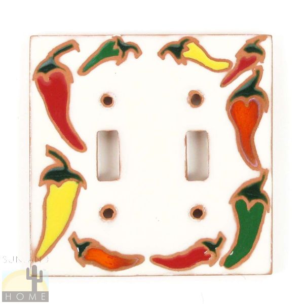 Terra Cotta Double Toggle Switch Plate - Ivory Chili Fiesta