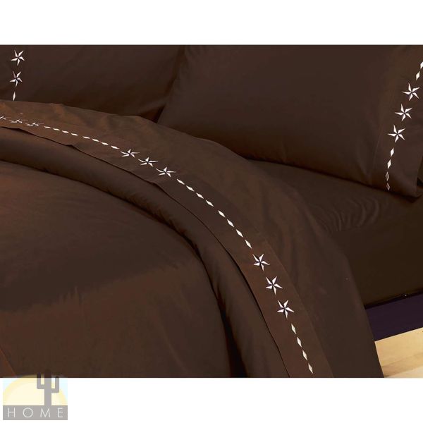 SW3505-CH-K Embroidered Sheet Set Star Chocolate King