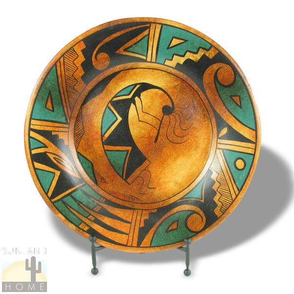161250-145 - One-of-a-Kind Painted 16.5in Decorative Southwest Plate - Kokopelli Design