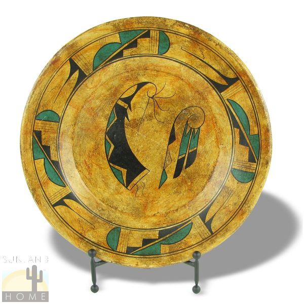 161250-147 - One-of-a-Kind Painted 16.5in Decorative Southwest Plate - Kokopelli Design