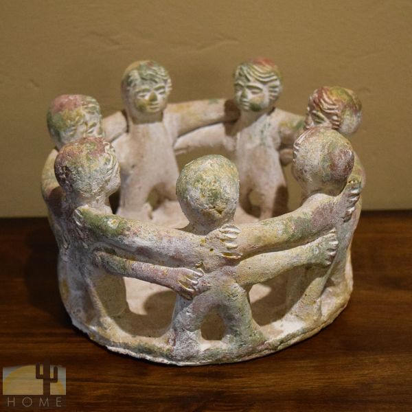 161362 - 5in Tall Mini Circle of Friends Candle Holder - 7 People - Green-Red-Gold Pastel