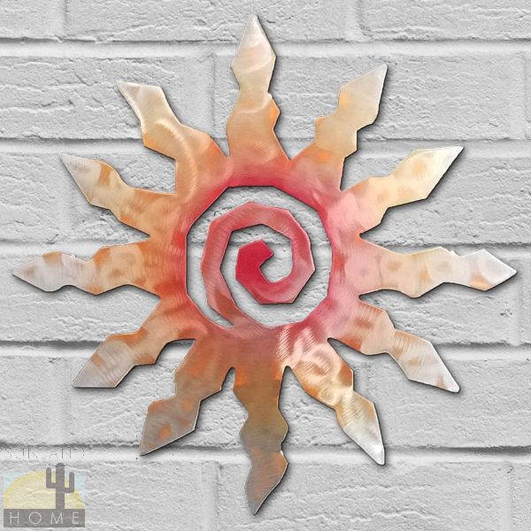 165001 - 12in 12-Ray Sunburst 3D Southwest Metal Wall Art in Sunset Finish