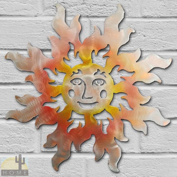 165071 - 12in Happy Face Sun 3D Southwest Metal Wall Art in Sunset Finish