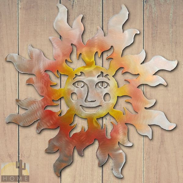 165072 - 18in Happy Face Sun 3D Southwest Metal Wall Art in Sunset Finish
