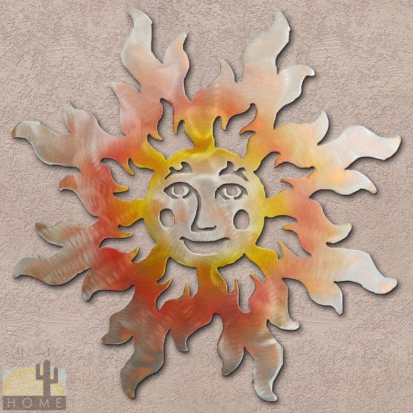 165074 - 30in Happy Face Sun 3D Southwest Metal Wall Art in Sunset Finish