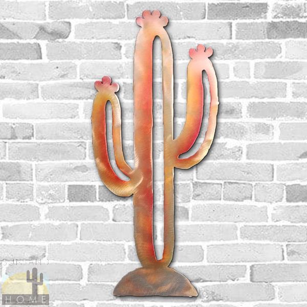 165105 - 36in Jumbo Saguaro Cactus Crooks Designs Floating Metal Wall Art in Sunset Finish