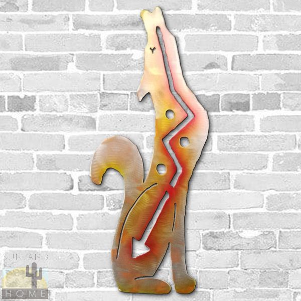 165135 - 36in Jumbo Coyote Howling Right Crooks Designs Floating Metal Wall Art in Sunset Finish