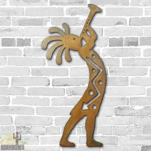 165205 - 36in Jumbo Trumpeting Kokopelli Right Crooks Designs Floating Metal Wall Art in Rust Finish