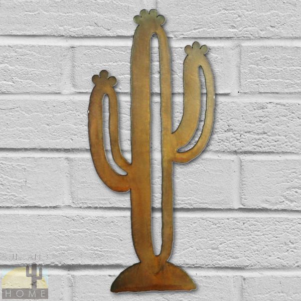 165251 - 12in Saguaro Cactus 3D Southwest Metal Wall Art in Rust Finish