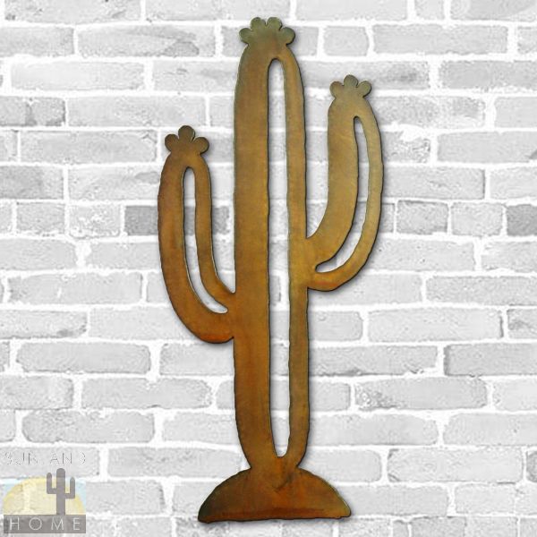 165255 - 36in Jumbo Saguaro Cactus Crooks Designs Floating Metal Wall Art in Rust Finish