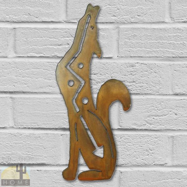 165291 - 12in Coyote Howling Left 3D Southwest Metal Wall Art in Rust Finish