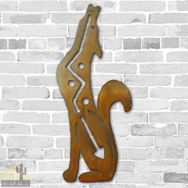 165295 - 36in Jumbo Coyote Howling Left Crooks Designs Floating Metal Wall Art in Rust Finish
