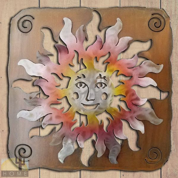 165372 - 20in Happy Face Sun Panel 3D Southwest Metal Wall Art - Sunset