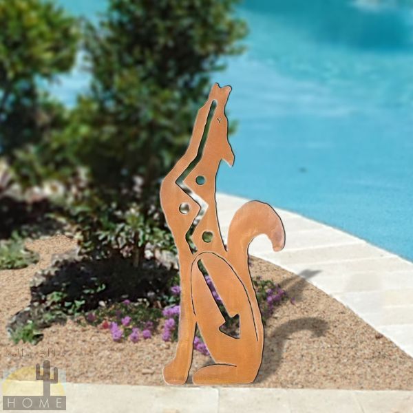 165541 - 18in Southwest Decor Coyote Metal Yard Art Facing Left in Rust Finish