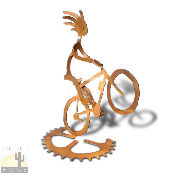 165807 - 10in Ms. Wheelie Kokopelli Girl Bike Rider Metal Sculpture