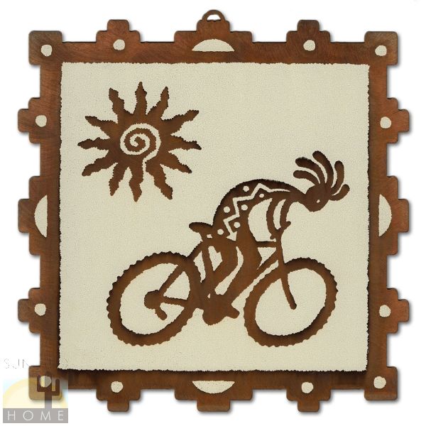 165871 - 10in Silk Screen Rustic Metal Wall Art - Southwest Cyclist