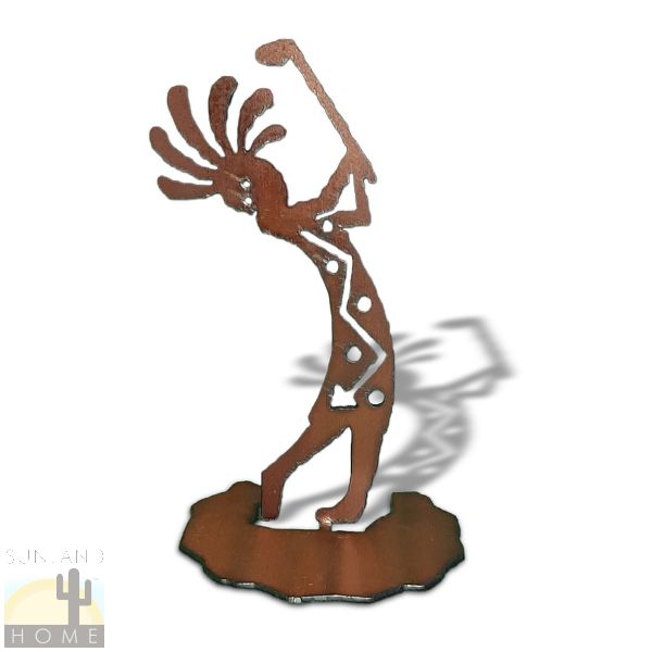 165908 - 7in Rustic Metal Table Top Sculpture - Kokopelli Golfer