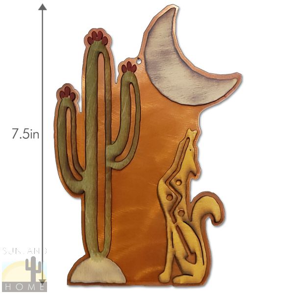 166081 - 7.5in Coyote Cactus Vignettes Wood on Metal Wall Art