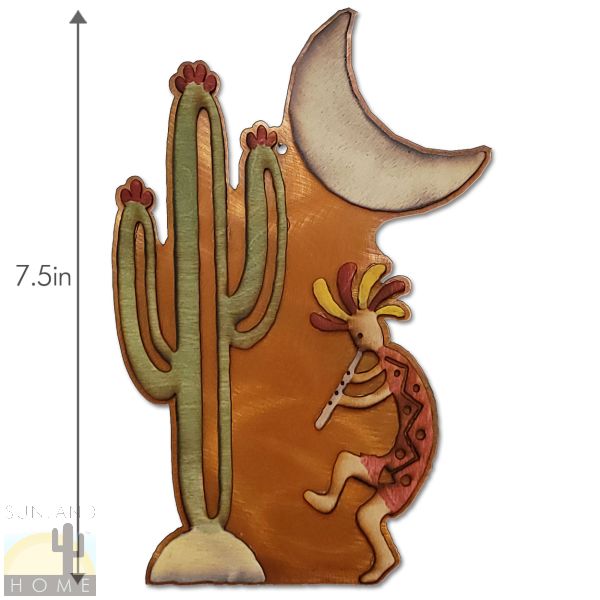 166091 - 7.5in Kokopelli Flute Cactus Vignettes Wood on Metal Wall Art