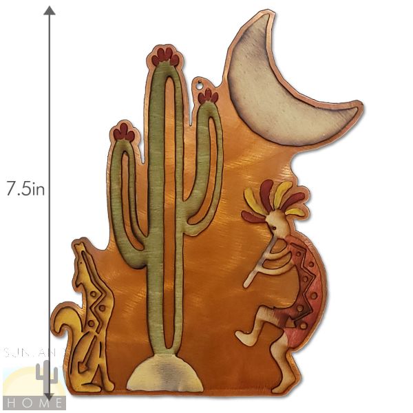 166101 - 7.5in Kokopelli Coyote Cactus Vignettes Wood on Metal Wall Art