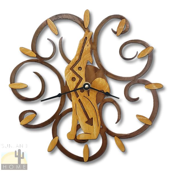 16630 - Coyote Gold on Rust Wood and Metal Wall Clock - Choose 11.5 or 17.5in
