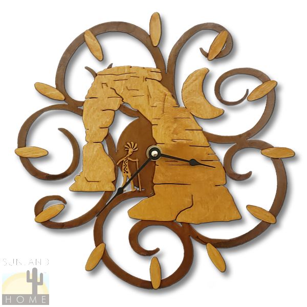 16632 - Arch Hiker Gold on Rust Wood and Metal Wall Clock - Choose 11.5 or 17.5in