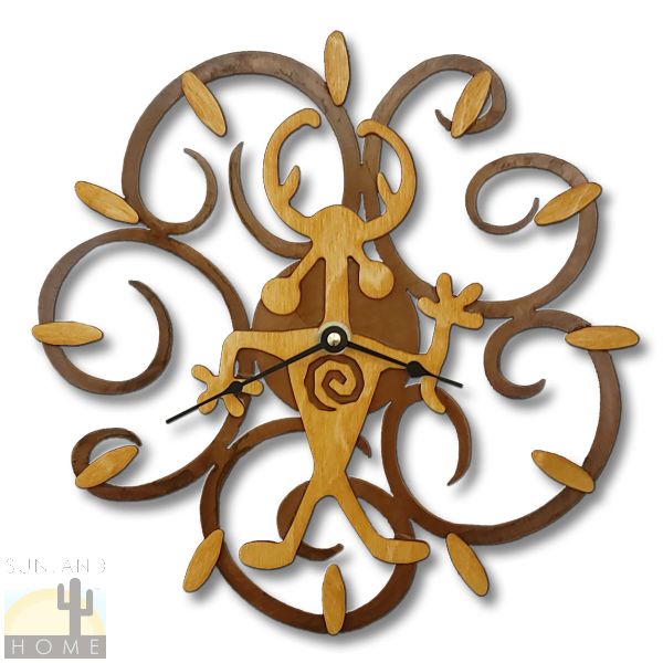 16640 - Moab Man Gold on Rust Wood and Metal Wall Clock - Choose 11.5 or 17.5in