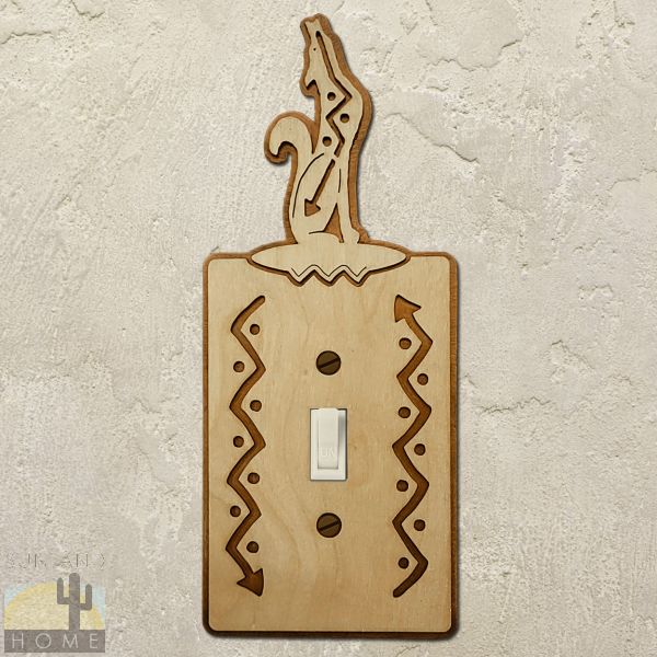 167211S - Coyote Wood and Metal Single Standard Switch Plate in Natural Birch Finish