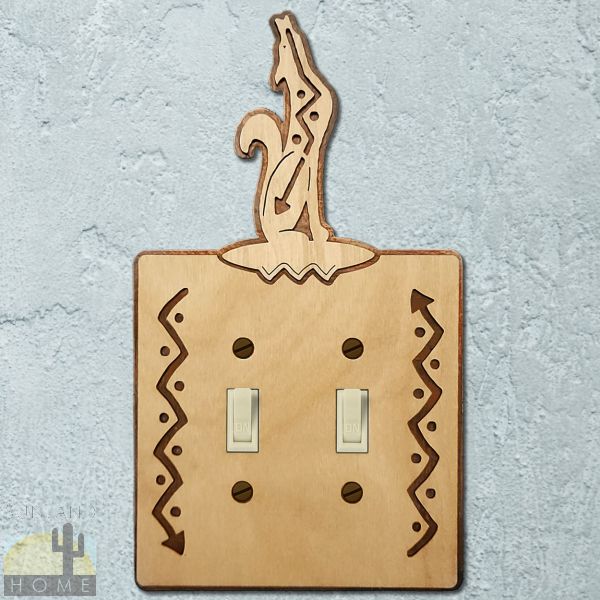 167212S - Coyote Wood and Metal Double Standard Switch Plate in Natural Birch Finish