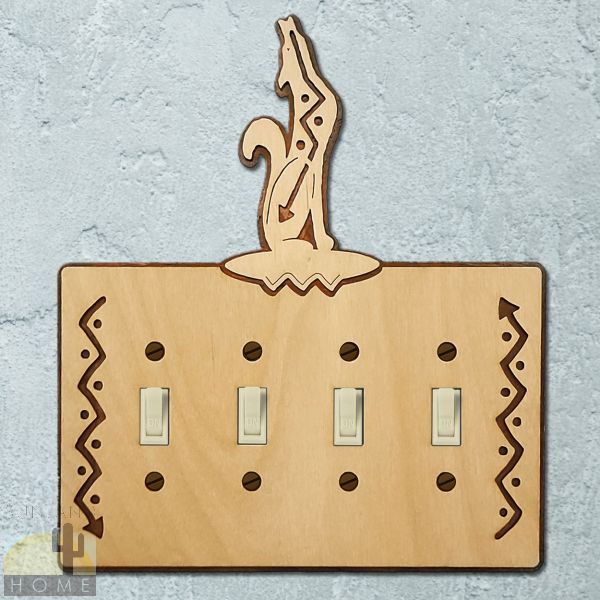 167214S - Coyote Wood and Metal Quad Standard Switch Plate in Natural Birch Finish
