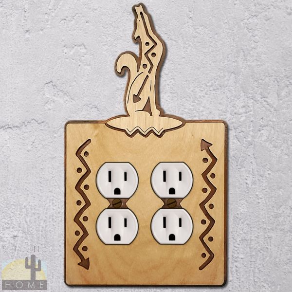 167215 - Coyote Wood and Metal Double Outlet Cover in Natural Birch Finish